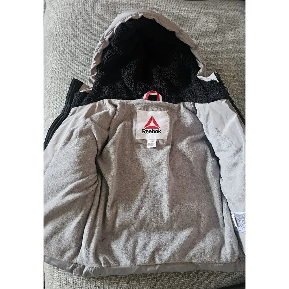 Reebok Toddler Puffer Jacket with Sherpa-Lined Hood Sz 12M NEW with TAGS